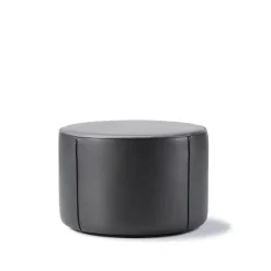 Pouf Mono, Cuir Omni 301 noir-Ø55 cm