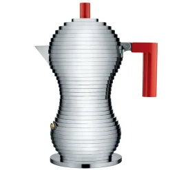 Pulcina Cafetière à espresso 6 Tasses, Poignée rouge