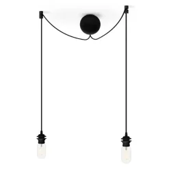 Rosace de plafond avec deux cordons Cannonball, Noir