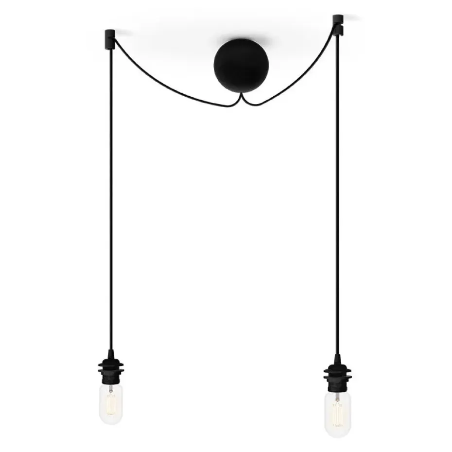 Rosace de plafond avec deux cordons Cannonball, Noir