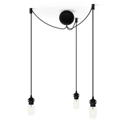 Rosace de plafond avec trois cordons Cannonball, Noir