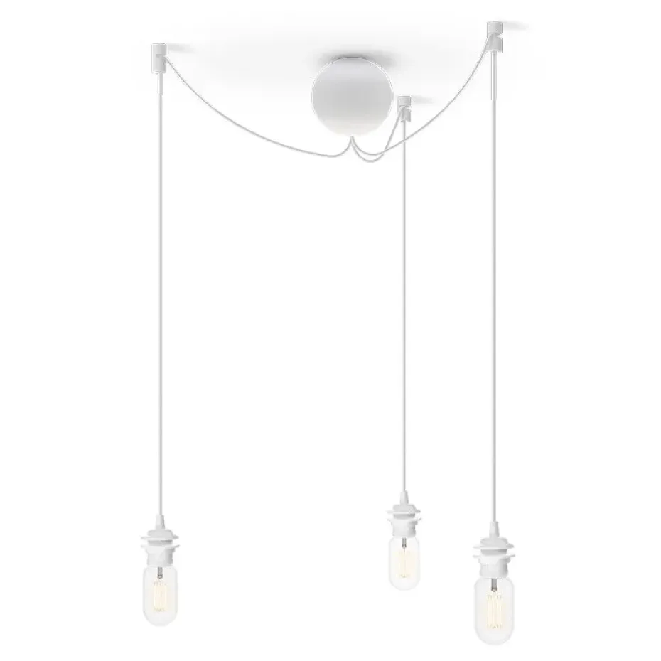 Rosace de plafond avec trois cordons Cannonball, Blanc