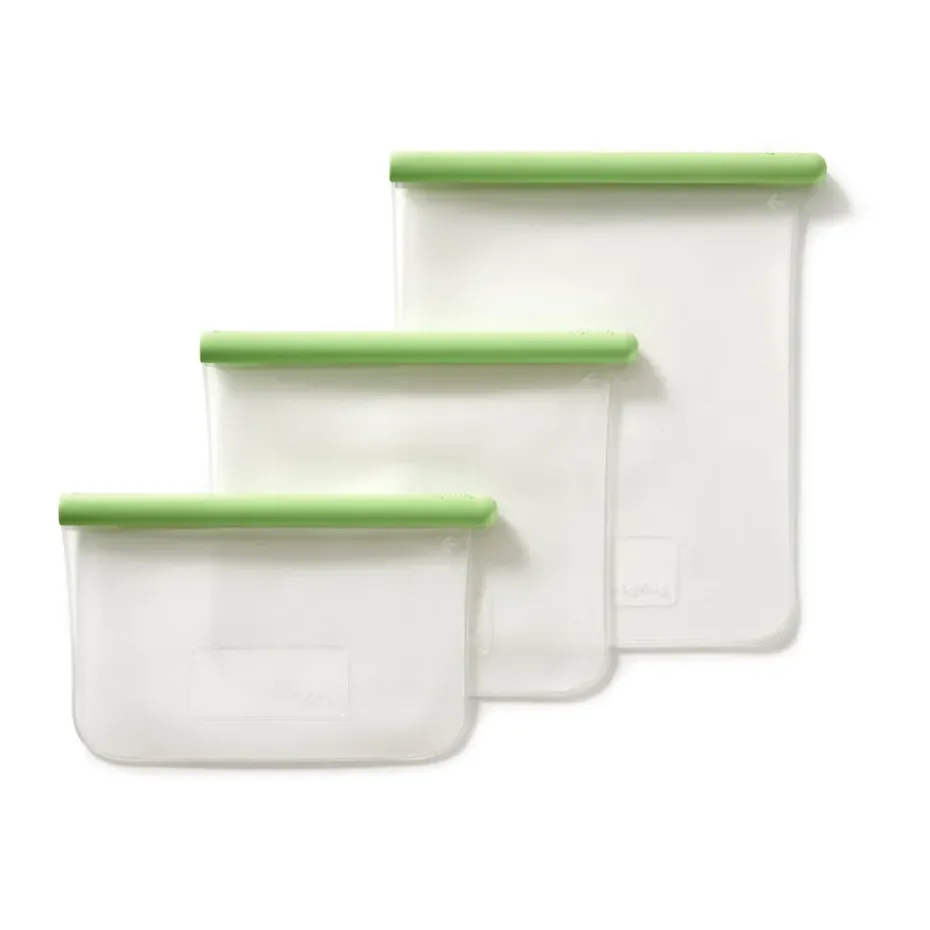 Sac réutilisable plat Lékué 3 pièces, Vert