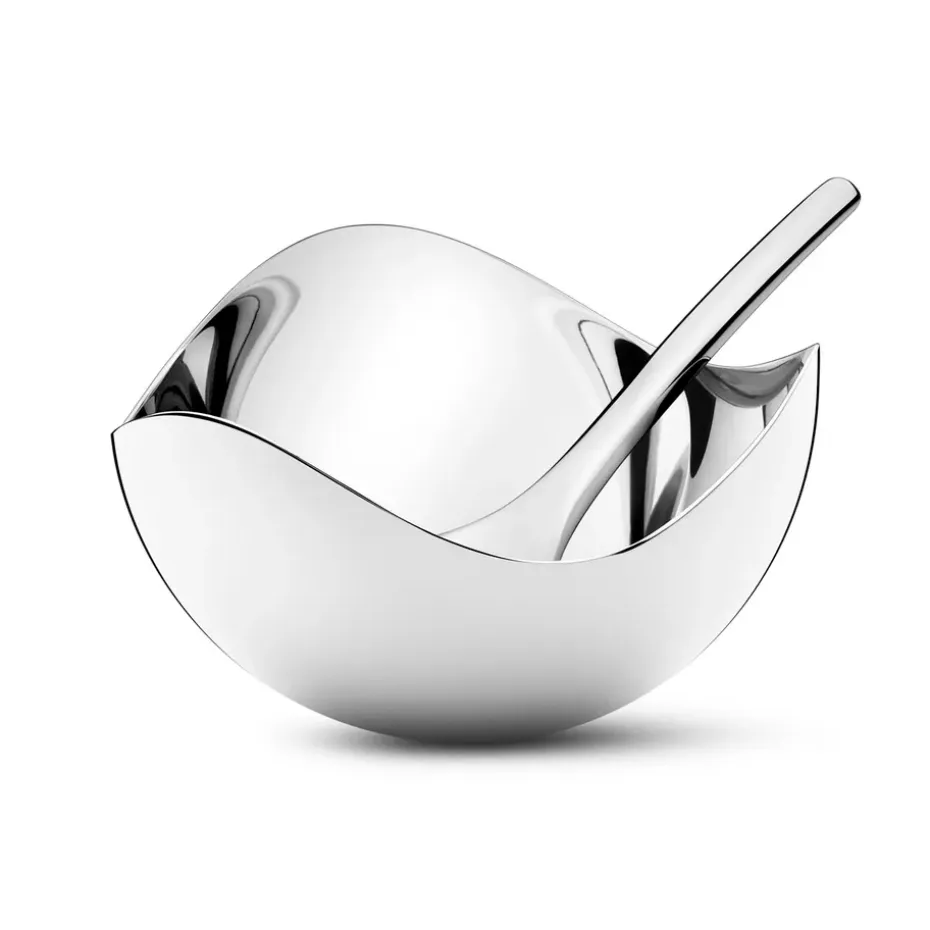 Salière et cuillère Bloom, acier inoxydable