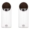 Salière et poivrier avec boule en liège Nature Lot de 2, Transparent-marron foncé
