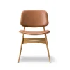 Søborg 3062 chaise en métal entièrement rembourrée, cuir Omni 307 cognac, pieds en chêne laqué