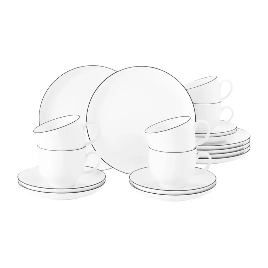 Service à café Lido black line 18 pièces, Blanc à bordure noire