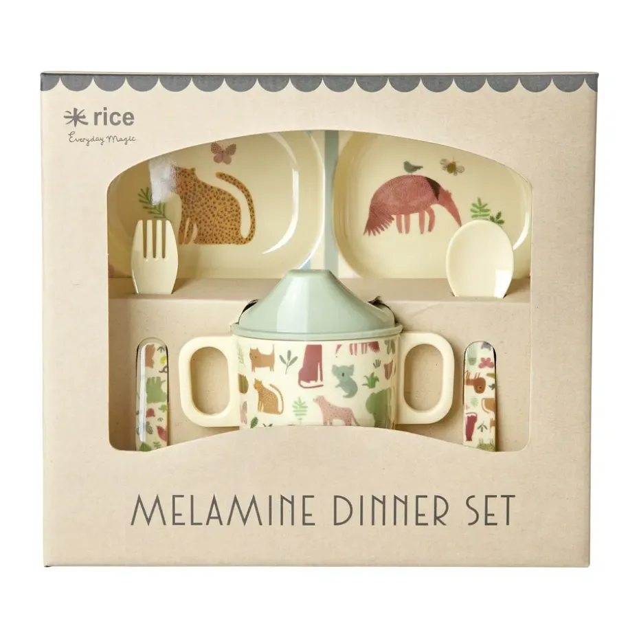 Service pour enfants Rice 4 Pièces, Sweet Jungle Print-Cream