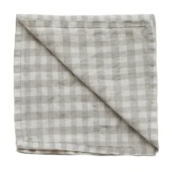 Serviette de table en lin à carreaux Gingham 45x45 cm, Naturel