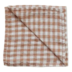 Serviette de table en lin à carreaux Gingham 45x45 cm, Biscuit