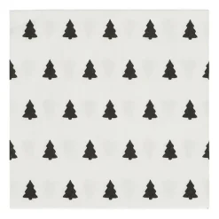 Serviette de table Linen trees 33x33 cm lot de 20, noir-blanc