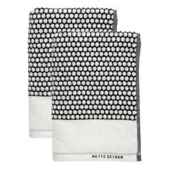 Serviette d'invité Grid 38x60 cm, lot de 2, Noir-off white