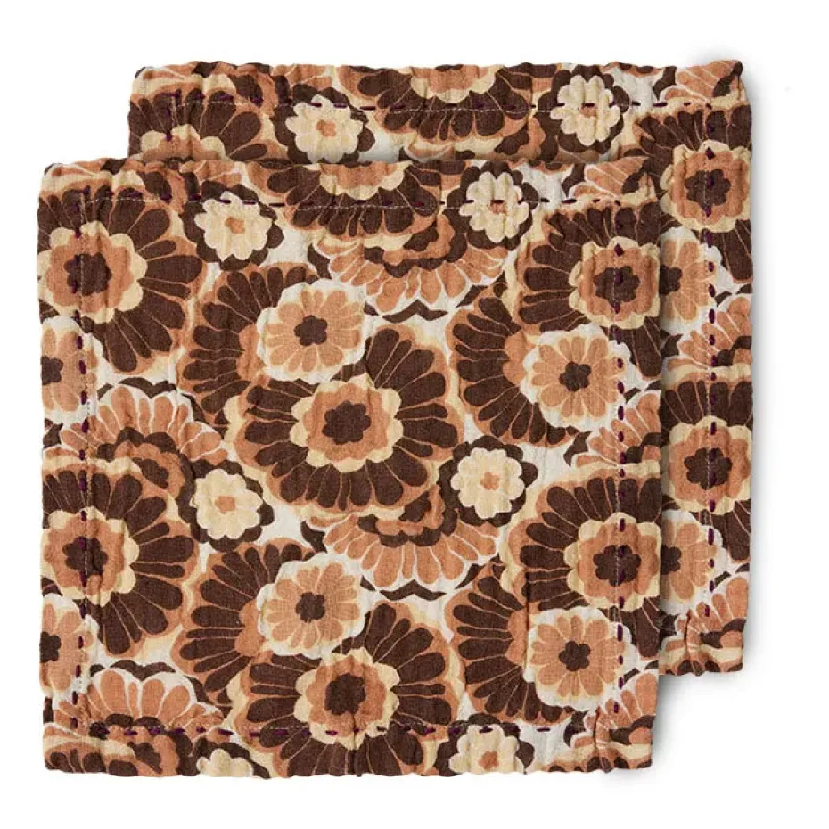 Serviette en coton Floral 30x30 cm, lot de 2, Vintage