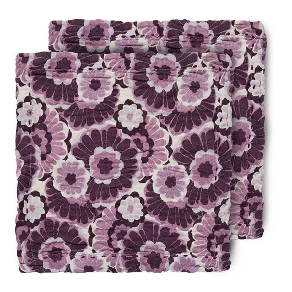 Serviette en coton Floral 30x30 cm, lot de 2, Burgundy