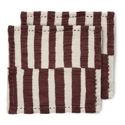 Serviette en coton Striped 30x30 cm, lot de 2, Burgundy