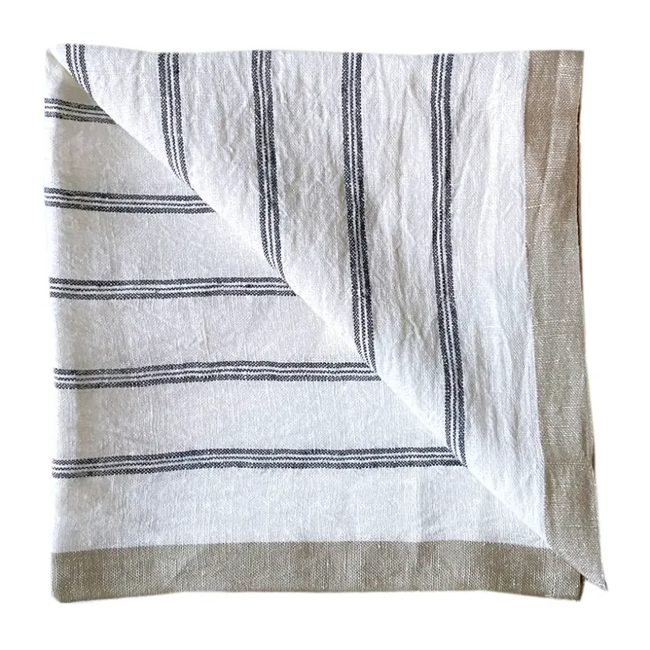 Serviette en lin Maya 50x50 cm, Navy Stripe