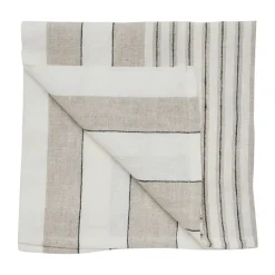 Serviette en lin Noah 50x50 cm, Beige stripe
