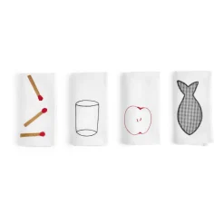 Serviette en lin Sobremesa 45x45 cm Lot de 4, White