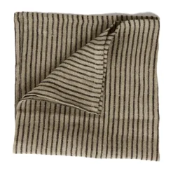 Serviette en lin Stripe 45x45 cm, Noir-sable