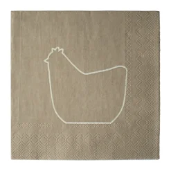Serviette en papier Happy hen 33x33 cm Lot de 20, Brun