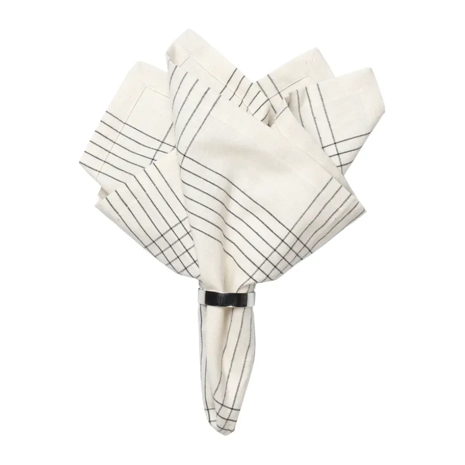 Serviette en tissu Alice 45x45 cm, Black-natural
