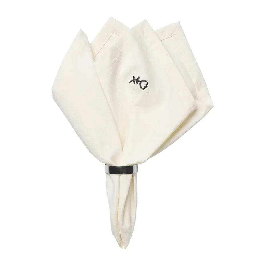 Serviette en tissu Mai 45x45 cm, Black-off white