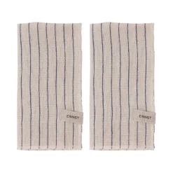 Serviette Ernst rayée 40x40 cm, lot de 2, Bleu-beige