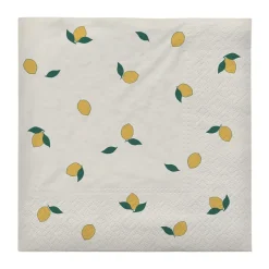 Serviette Lemon 33x33 cm lot de 20, Off white-yellow