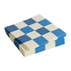 Serviette Pattern Dinner Check 40x40 cm Lot de 20, Off white-blues M