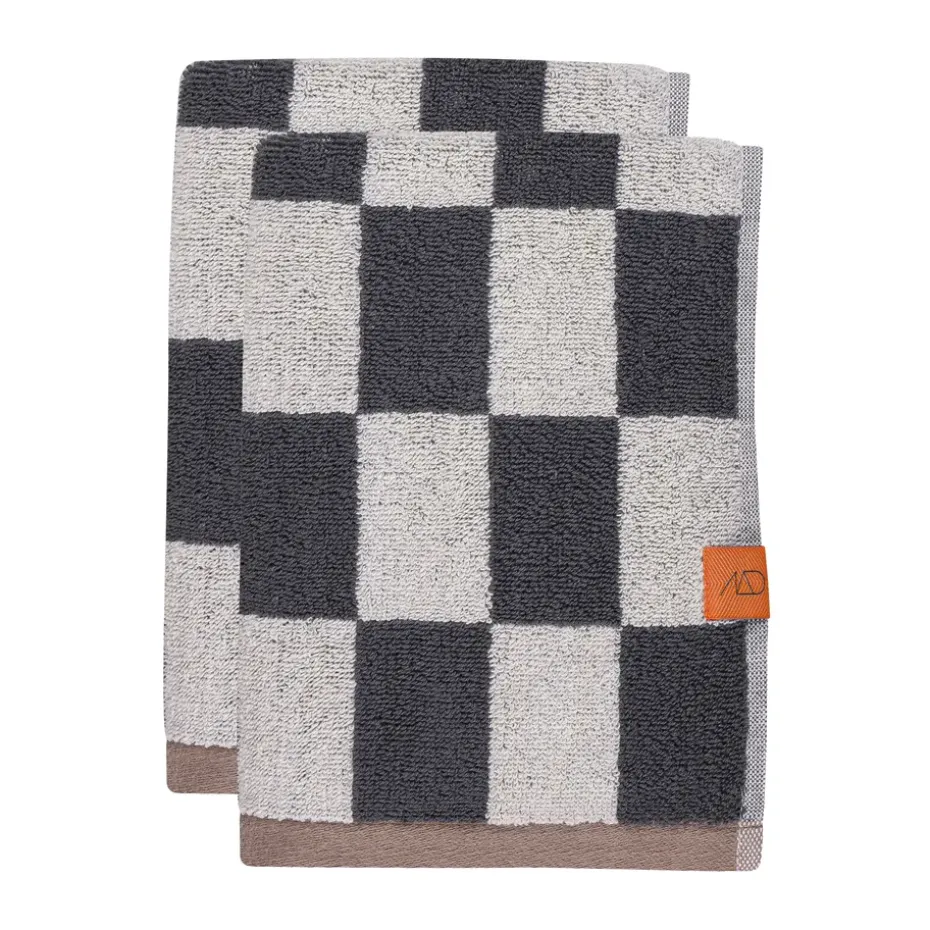 Serviette Retro, Dark grey, 40x55 cm, lot de 2