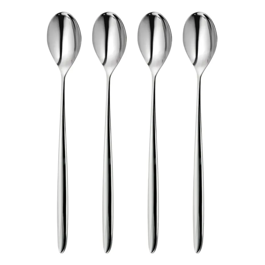 Set de 4 cuillères à latte Hidcote Bright, Acier inoxydable
