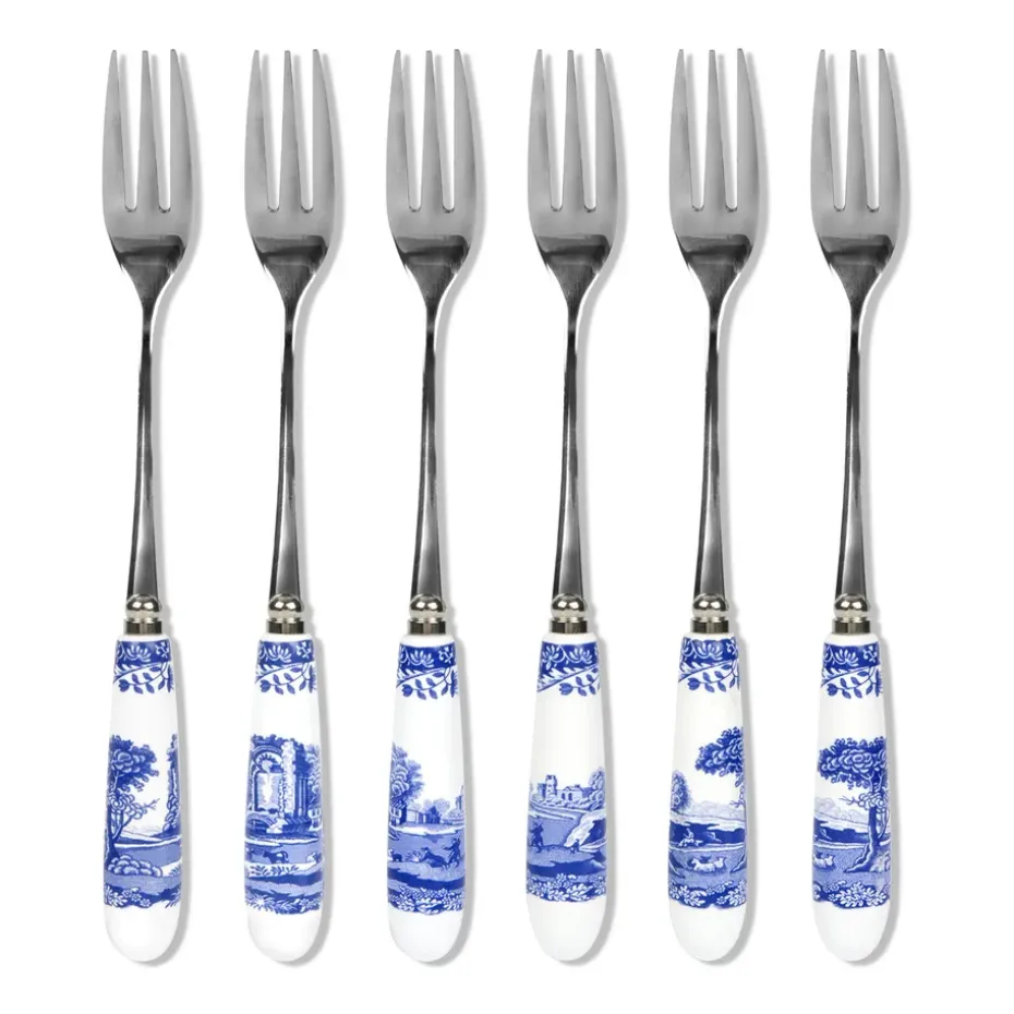 Set de 6 fourchettes à dessert Blue Italian, Céramique-acier inoxydable