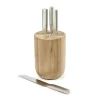 Set de couteaux Base avec bloc de couteaux 5 pièces, Wood-steel grey