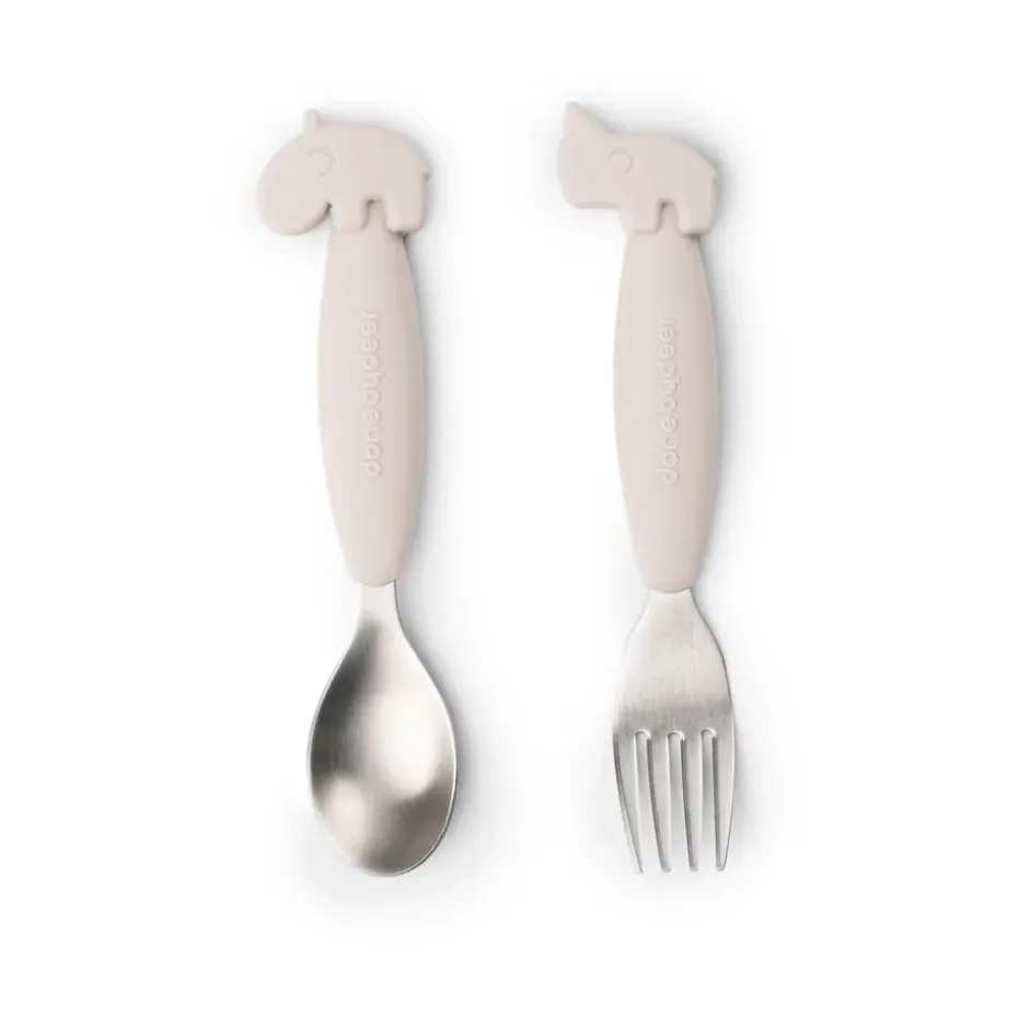 Set de couverts Easy-grip Deer Friends 2 pièces, Sable