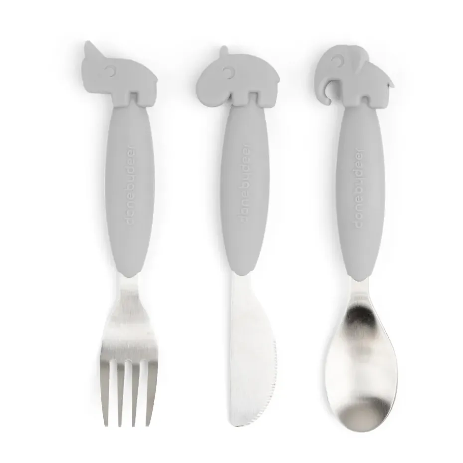 Set de couverts Easy-grip Deer Friends 3 pièces, Gris