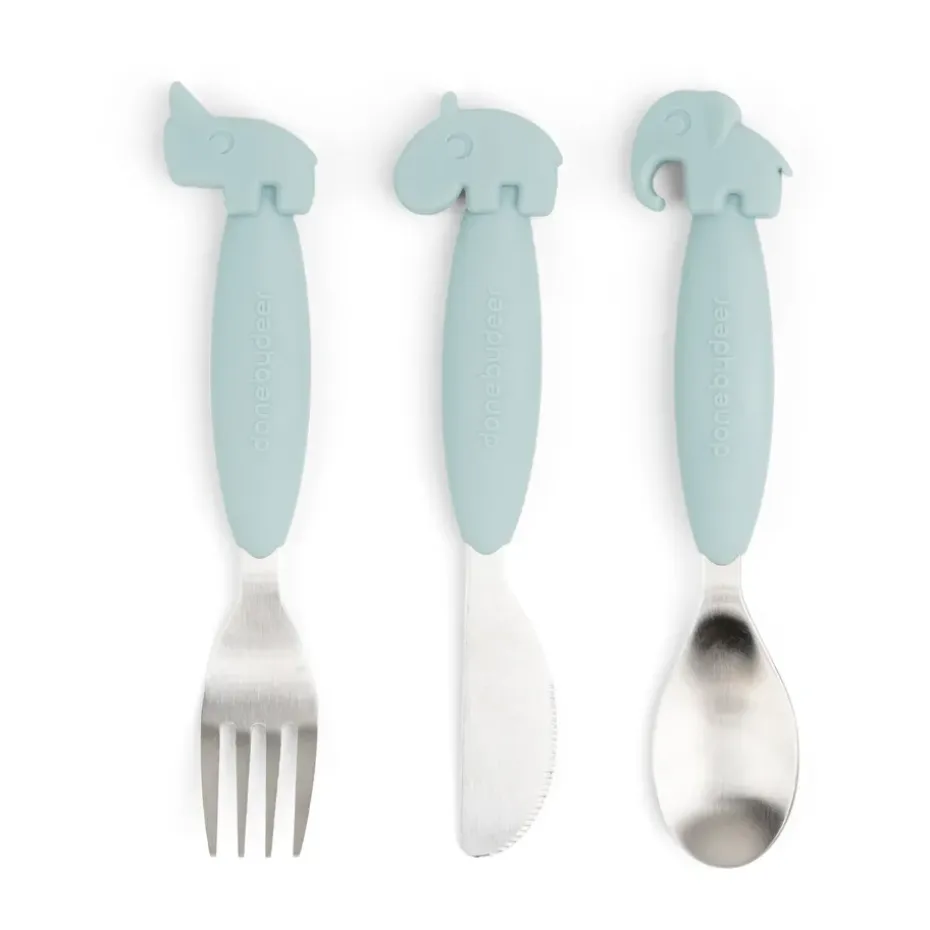 Set de couverts Easy-grip Deer Friends 3 pièces, Bleu