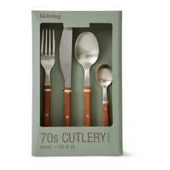 Set de couverts 70's, 16 pièces, Bois massif