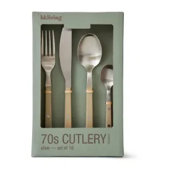 Set de couverts 70's, 16 pièces, Olive