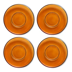 Soucoupe de tasse à café 70's glassware Ø 10,6 cm, lot de 4, Amber brown