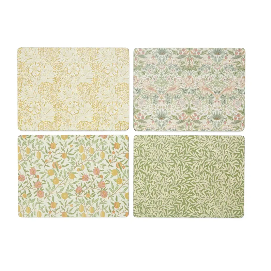 Sous-assiettes Morris & Co Simpley mixed Lot de 4, Fruit, Willow, Strawberry Thief, Marigold