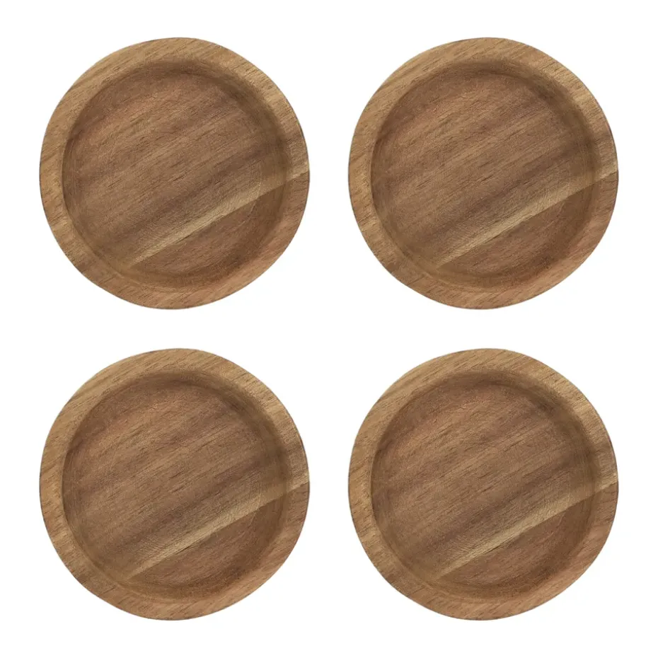 Sous-verres Hollow Ø9 cm 4 pièces, Acacia