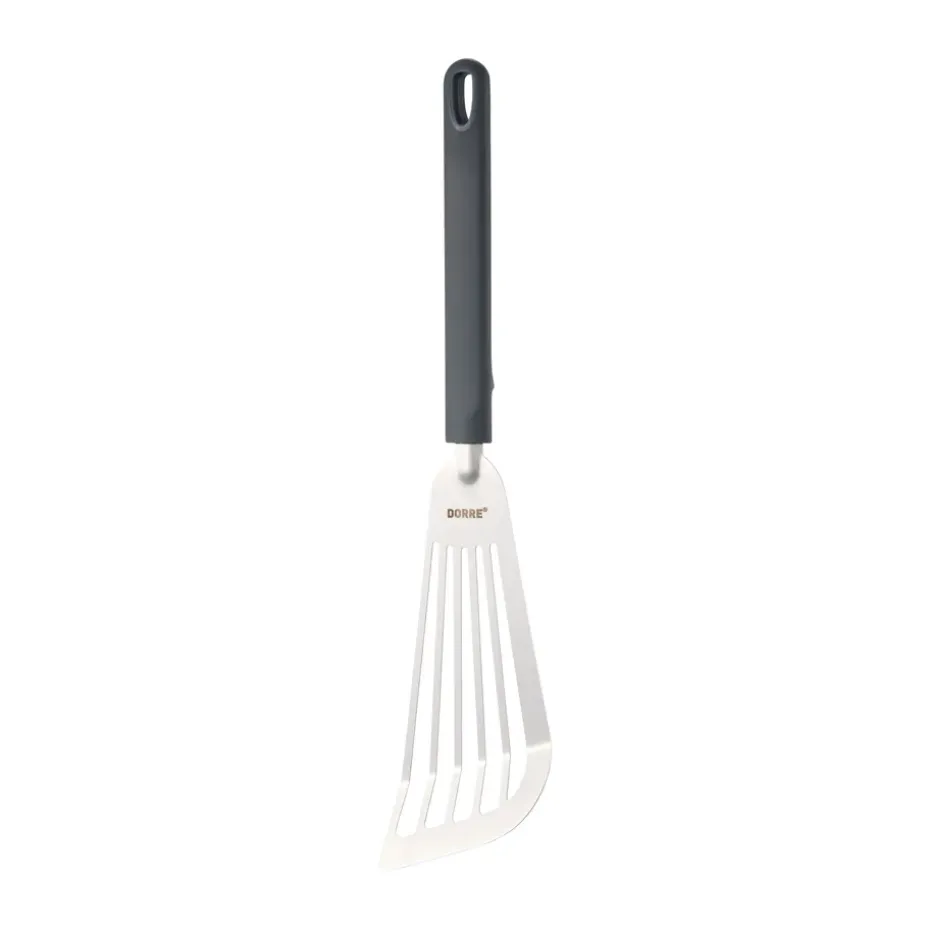 Spatule Saira 33×8,5×1,8 cm, Acier inoxydable-poignée en silicone grise