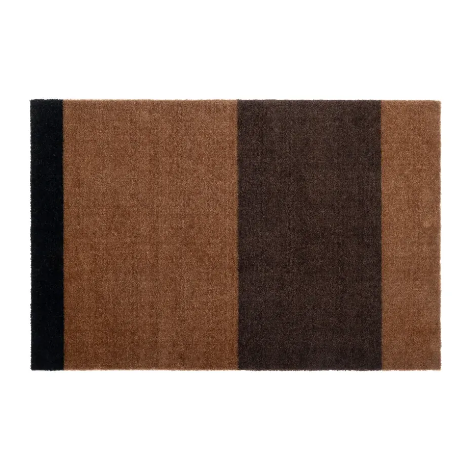 Stripes paillasson horizontal, Cognac-dark brown-black, 60x90 cm