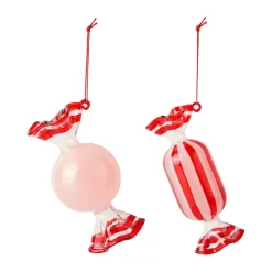 Suspension de sapin de Noël Candy verre 2 pièces, Dusty pink