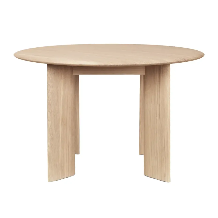 Table à manger Bevel Ø117 cm, Chêne blanchi à l’huile