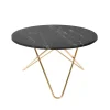 Table à manger Big O Table, marbre marquina, structure en laiton