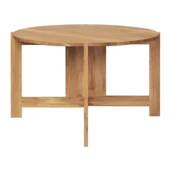 Table à manger Collector Ø120x74 cm, Chêne laqué chaud