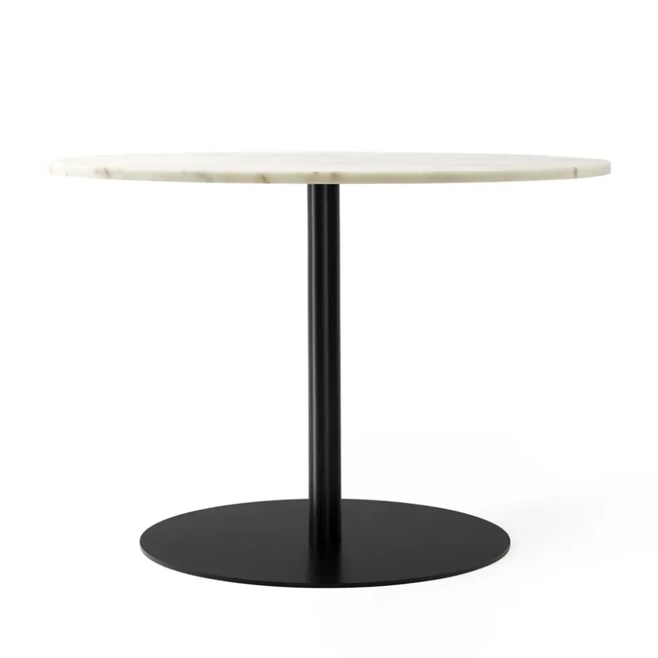 Table à manger Harbour Column, marble offwhite, ø105 cm, structure noire