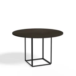 Table à manger ronde Florence, smoked oak, ø 120 cm, structure noire