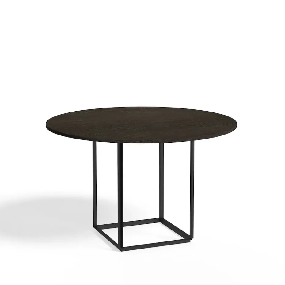 Table à manger ronde Florence, smoked oak, ø 120 cm, structure noire